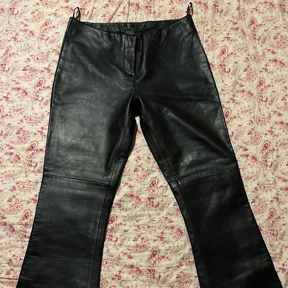 Vintage Low Waisted 90s Y2k Bebe Bootcut Leather Pants